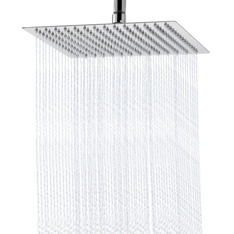 Aiscsc Rain Shower Head - 10 Inch High Pressure Shower Heads 304 Stainless Steel Ultra Thin Square Showerhead Pressure Boosting Design, Ceiling or Wall Mount - Image 1