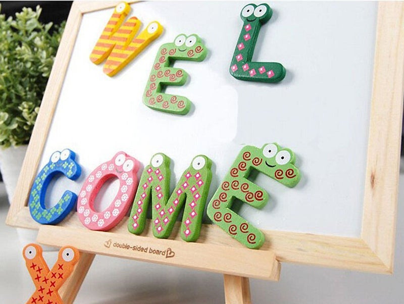 Tickles Wooden 26 English Upper Case (A to Z) Alphabets Stencils Letter Refrigerator Magnate Educational Toys for Kids - Image 4