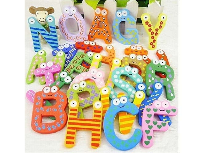 Tickles Wooden 26 English Upper Case (A to Z) Alphabets Stencils Letter Refrigerator Magnate Educational Toys for Kids - Image 1
