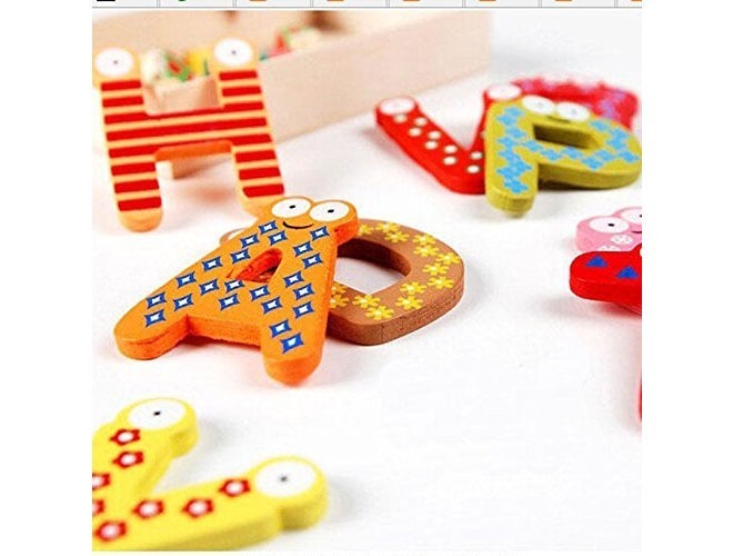 Tickles Wooden 26 English Upper Case (A to Z) Alphabets Stencils Letter Refrigerator Magnate Educational Toys for Kids - Image 2