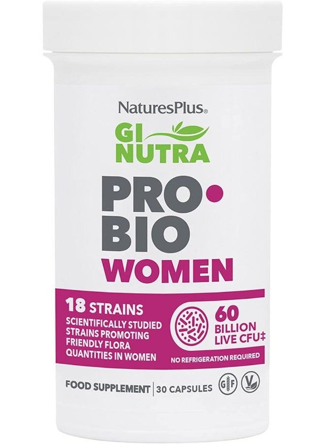 Nature's Plus Gi Natural Pro Biotic Women 60 Billion Cfu Balance And Nourish 18 Strains Gluten Free 30 Capsules - Image 1
