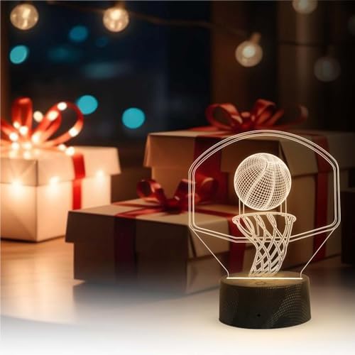 GIFTMEBAZAR 3D Illusion Basketball Desk Table Lamp with Warm White Light & On/Off Touch Button | USB Button | Birthday Gift for Basketball Player - Image 2