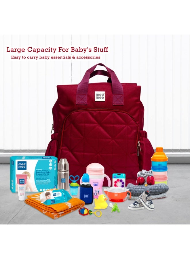 Mee Mee Maternity Diaper Bag | Spacious, Stylish, Functional, Convenient for Moms on the Go | Waterproof and Stain Resistant Travel Essential with Multiple Pockets and Diaper Changing Pad (Maroon) - Image 4