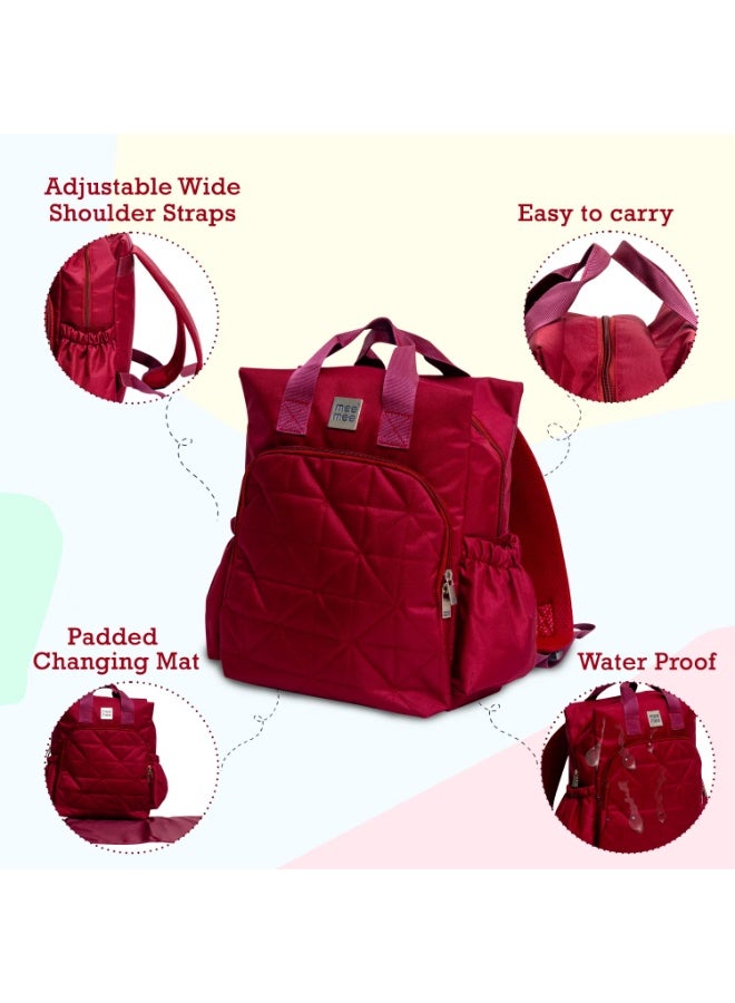 Mee Mee Maternity Diaper Bag | Spacious, Stylish, Functional, Convenient for Moms on the Go | Waterproof and Stain Resistant Travel Essential with Multiple Pockets and Diaper Changing Pad (Maroon) - Image 2