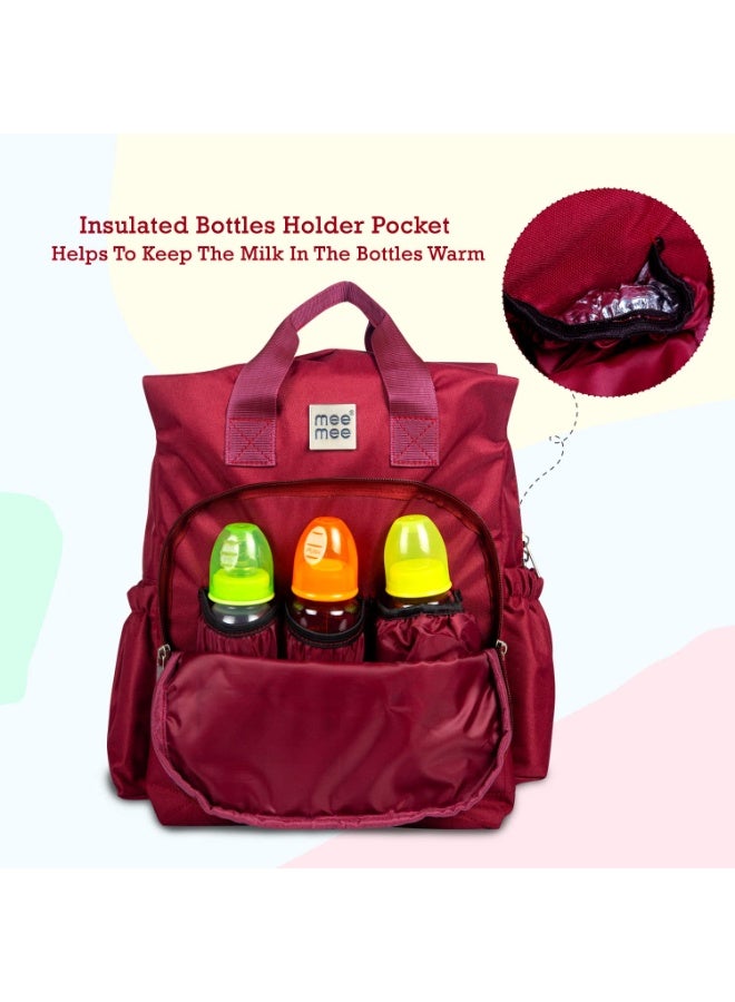 Mee Mee Maternity Diaper Bag | Spacious, Stylish, Functional, Convenient for Moms on the Go | Waterproof and Stain Resistant Travel Essential with Multiple Pockets and Diaper Changing Pad (Maroon) - Image 1