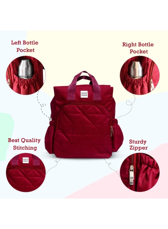 Mee Mee Maternity Diaper Bag | Spacious, Stylish, Functional, Convenient for Moms on the Go | Waterproof and Stain Resistant Travel Essential with Multiple Pockets and Diaper Changing Pad (Maroon) - Image 3