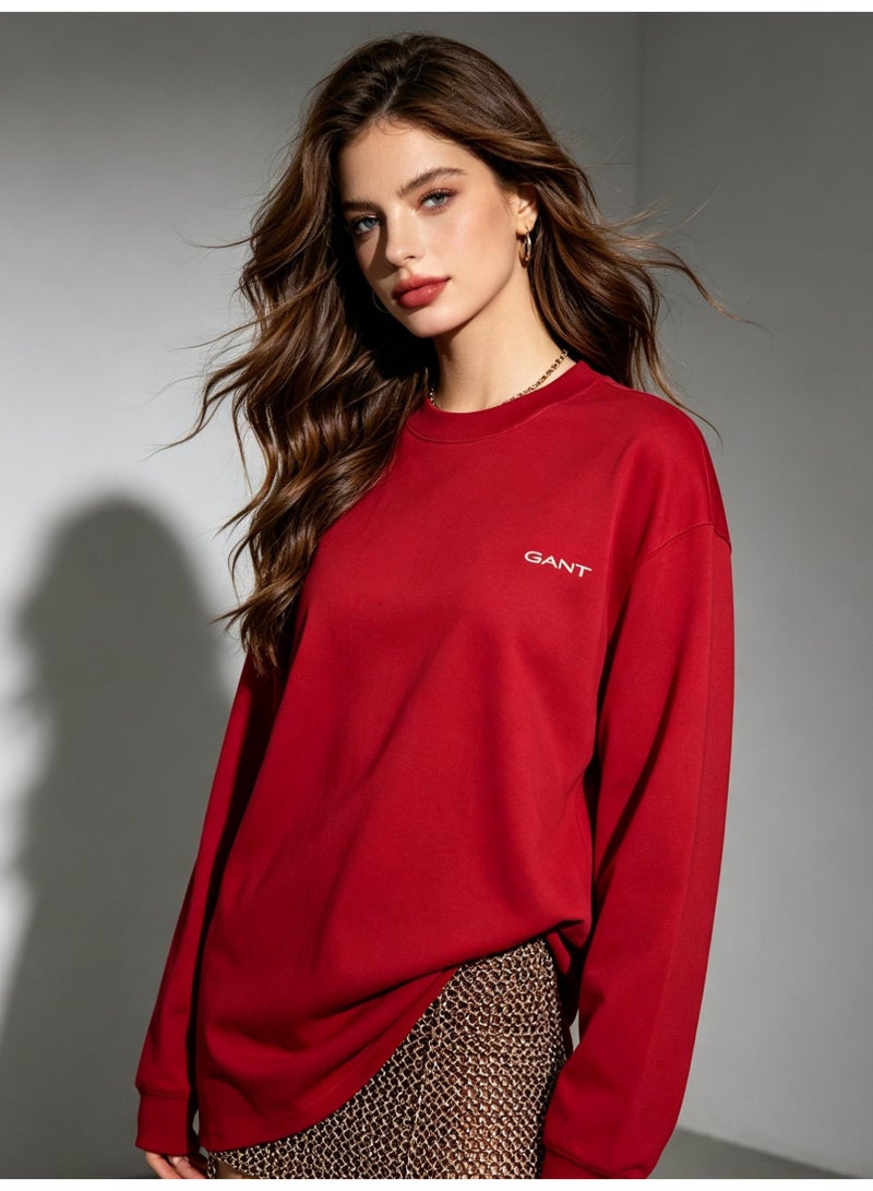 GANT Women Crew Neck Long Sleeve Chic Daily Casual Sweatshirt Burgundy Red - Image 1