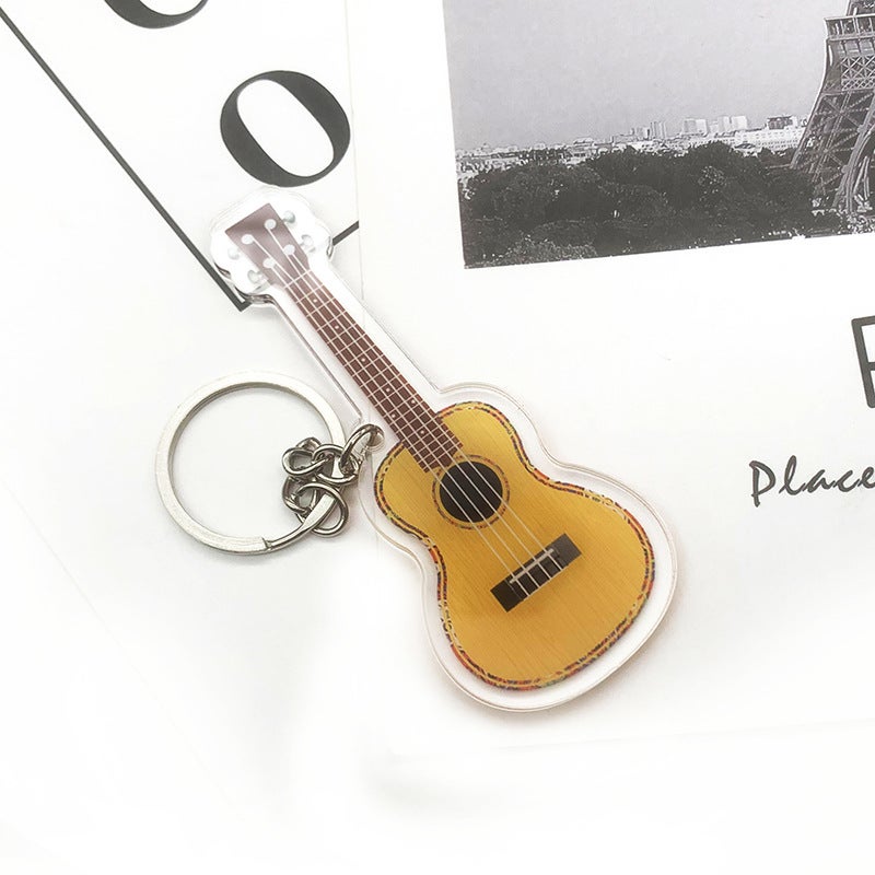 حامل مفاتيح آلة موسيقية محاكية من الأكريليك - حلقة مفاتيح كمان - هدية فرقة غيتار - قلادة زينة موسيقية - Image 3