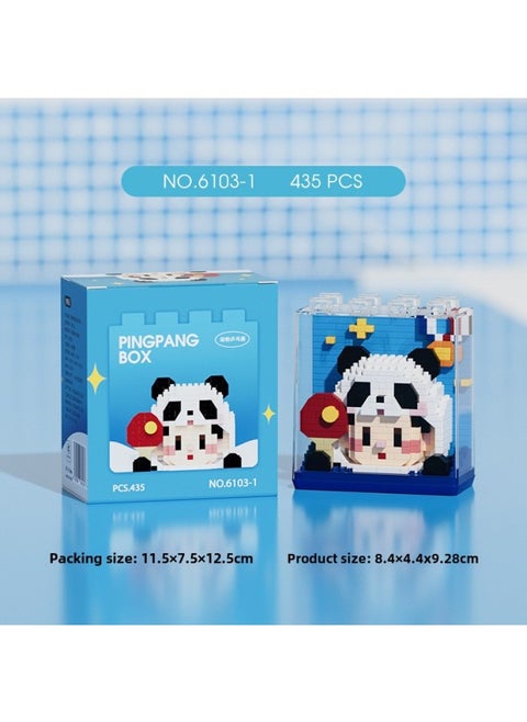 Ping-Pong Doll Microparticle Children's Educational Toy Building Blocks Assembled Small Particle Desktop Ornaments Compatible With Lego-Color:6103-1 Panda