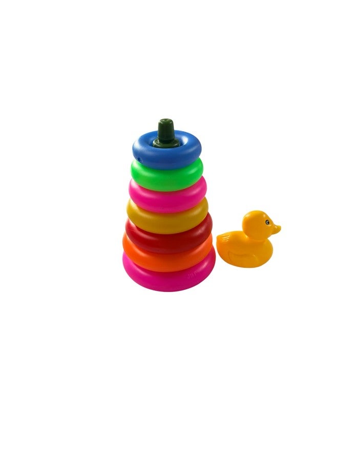 Dorytoys Dorytoy Colorful Duck Ring Stacking Toy for Toddlers Multi-Color Plastic Rings with Cute Duck Topper, Early Learning Educational Toy, - Image 1