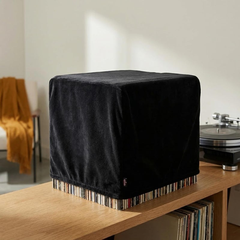 Universal Turntable Dust Cover, Soft Plush Stretchable Protective Sleeve for Vinyl Records, Dustproof Record Player Cover Holding to 50 Discs for Home Audio Equipment - Image 5