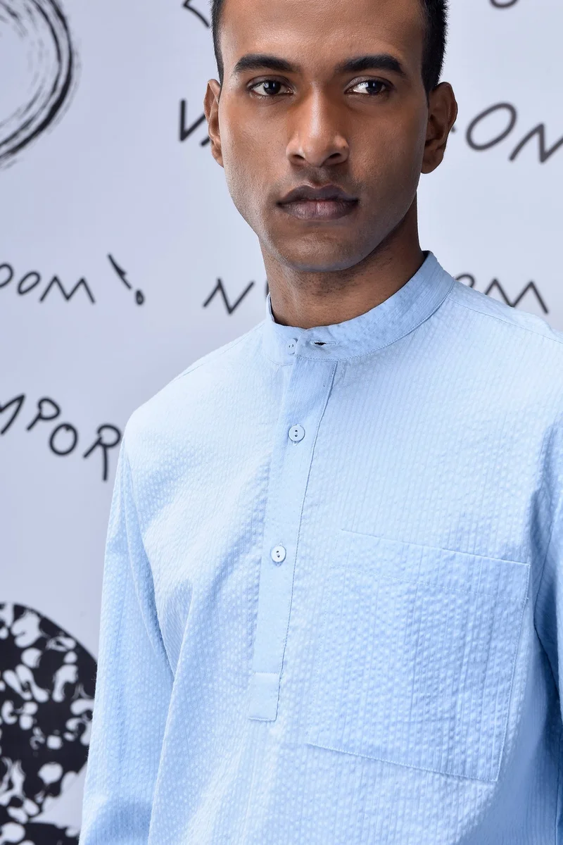 جينات ليكوانت هيمانت قميص سادة بقصة عادية - أزرق فاتح