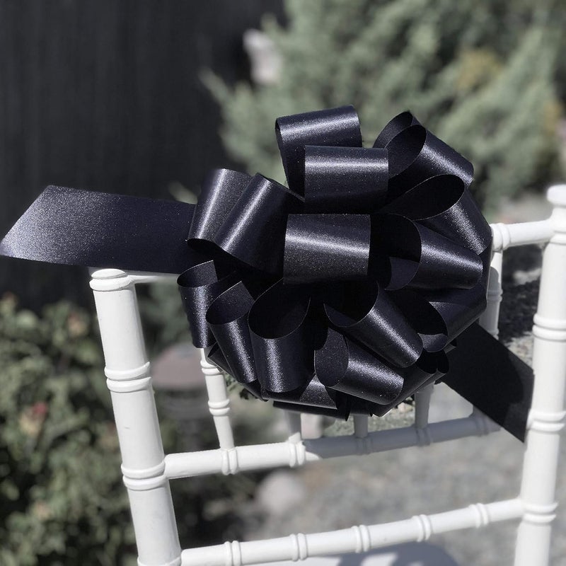 GiftWrap Etc. Large Black Ribbon Pull Bows - 9" Wide, Set of 6, Halloween Decor, Christmas, Funeral, Mourning, Fundraiser, Reception, Anniversary, Decoration, School, Office - Image 3