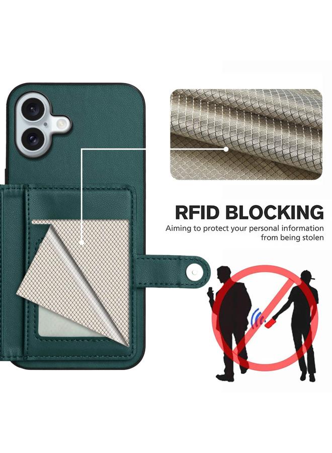 erorex Case For iPhone 16 Plus Button Card Bag RFID Anti-theft Phone Case - Image 3