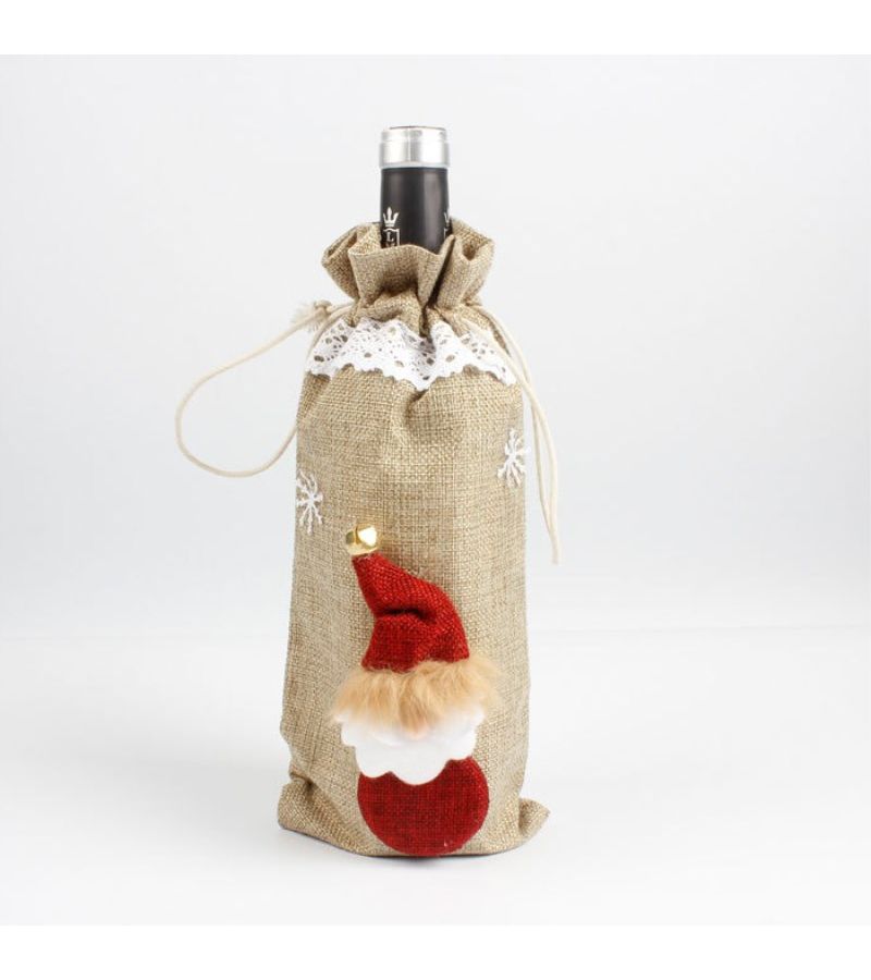 Christmas Santa Wine Bottle Cover Random Color With Face And Suit - Image 2