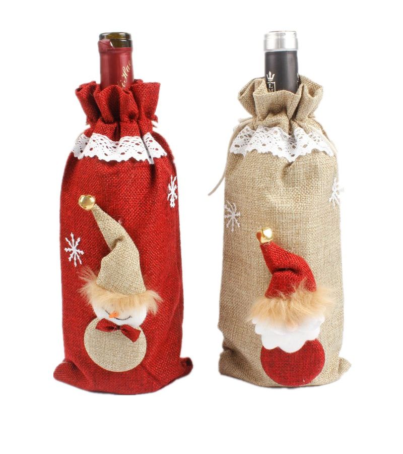 Christmas Santa Wine Bottle Cover Random Color With Face And Suit - Image 1