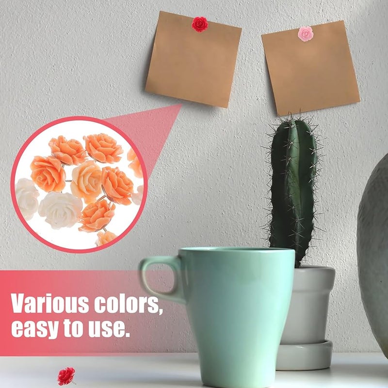 Gradient Red Flower Thumbtacks 40PCS Decorative Push Pins for Cork Board Office School - Image 4