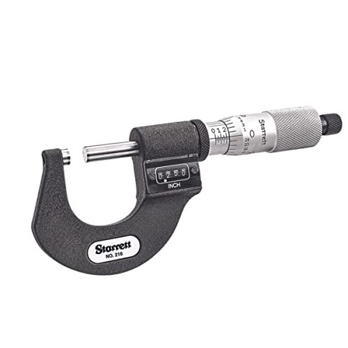 Starrett Digital Micrometer with One-Piece Spindle, Satin Chrome Finish and Tapered Frame - Quick and Easy Adjustment, 0-1" Range, .0001" Graduation - T216XRL-1 - Image 1