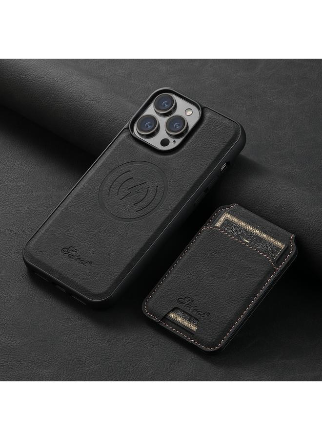 Suteni Case For iPhone 12 Pro H16 Litchi Texture Leather Detachable Wallet Back Phone Case - Image 2