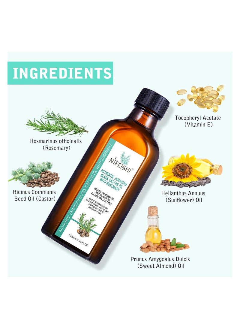 NIFEISHI - Authentic Jamaican Black Castor Oil with Rosemary 100ml - Image 1