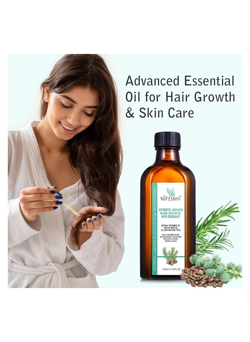 NIFEISHI - Authentic Jamaican Black Castor Oil with Rosemary 100ml - Image 1
