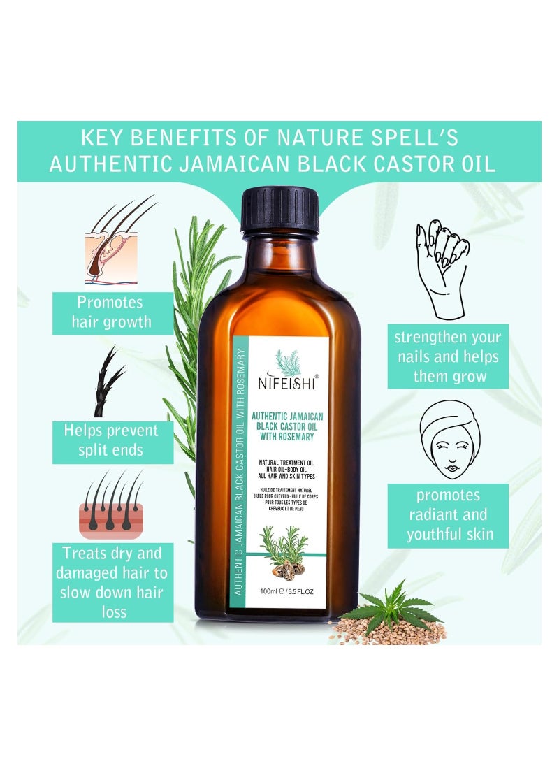 NIFEISHI - Authentic Jamaican Black Castor Oil with Rosemary 100ml - Image 1