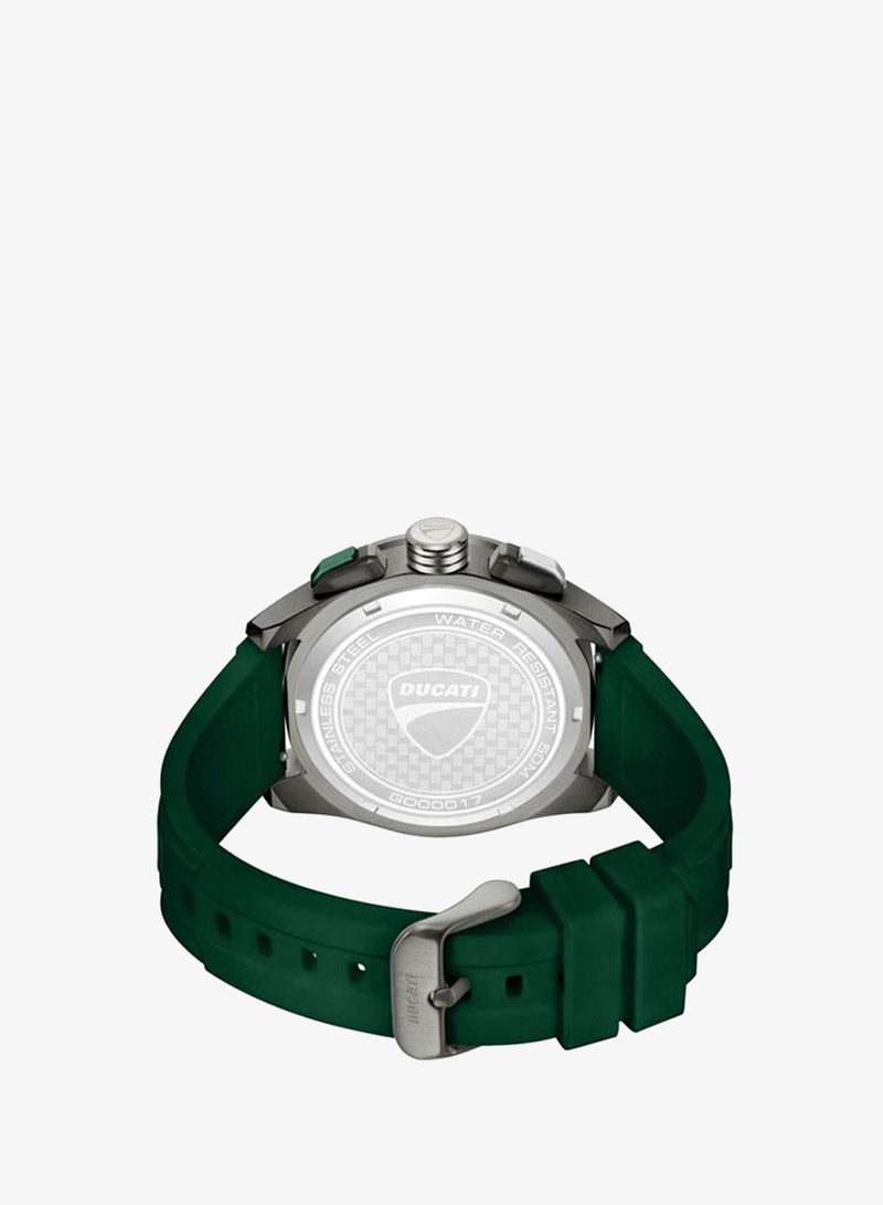 Ducati DT011 Black Dial Green Silicone Strap Chronograph Watch for Men - 44mm - Image 3