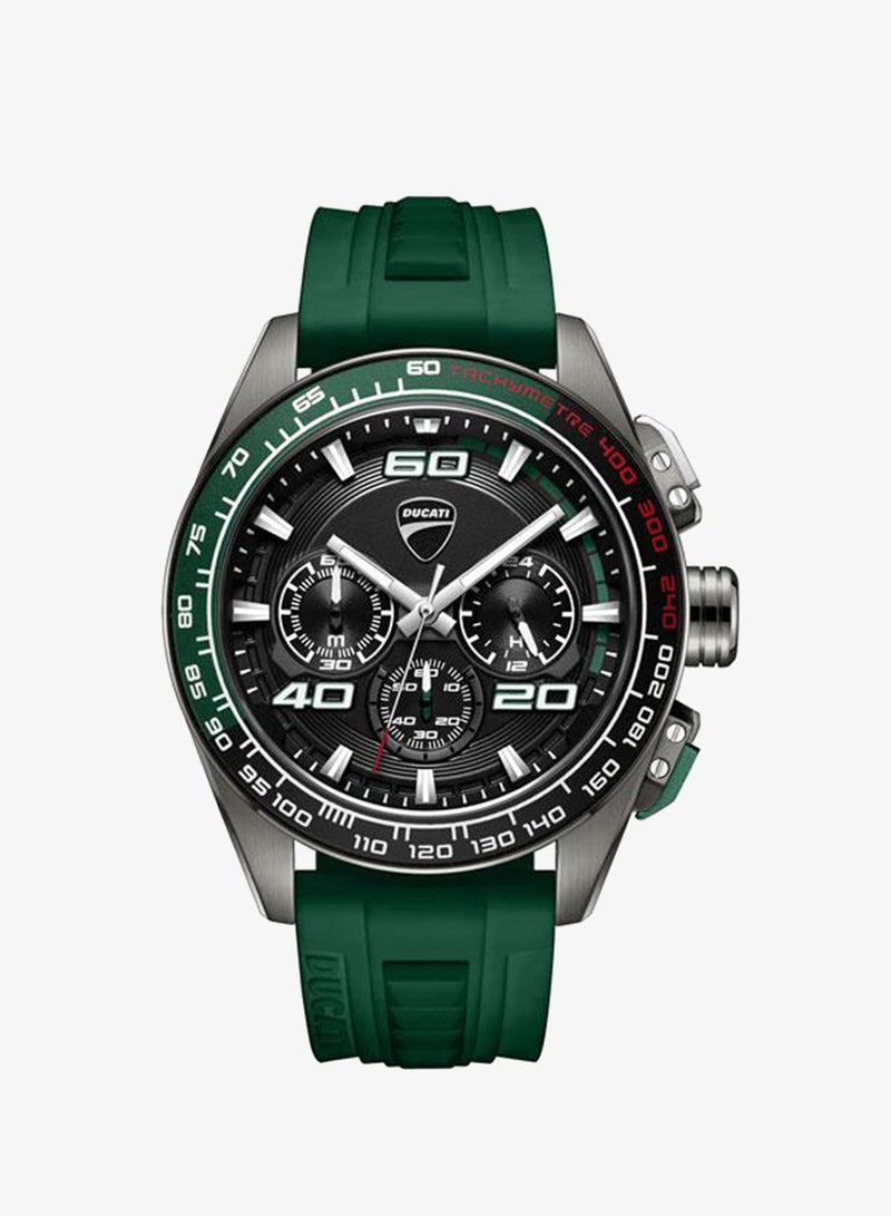 Ducati DT011 Black Dial Green Silicone Strap Chronograph Watch for Men - 44mm - Image 1