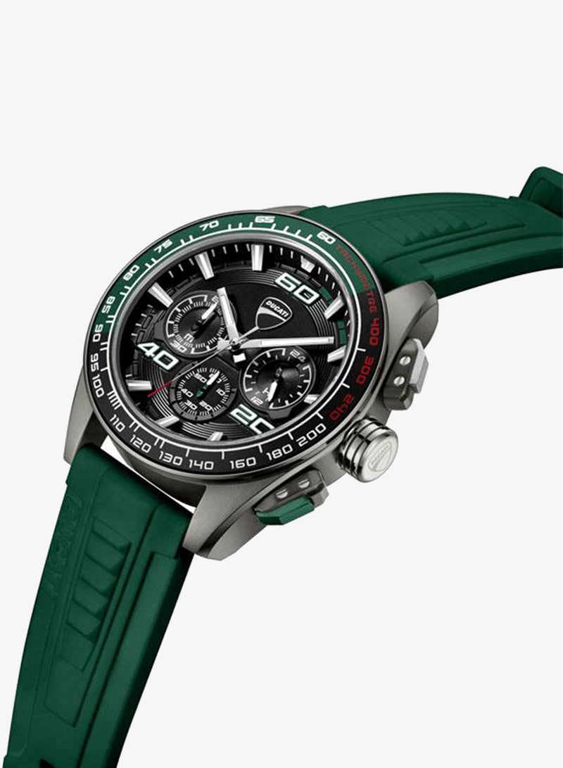 Ducati DT011 Black Dial Green Silicone Strap Chronograph Watch for Men - 44mm - Image 2