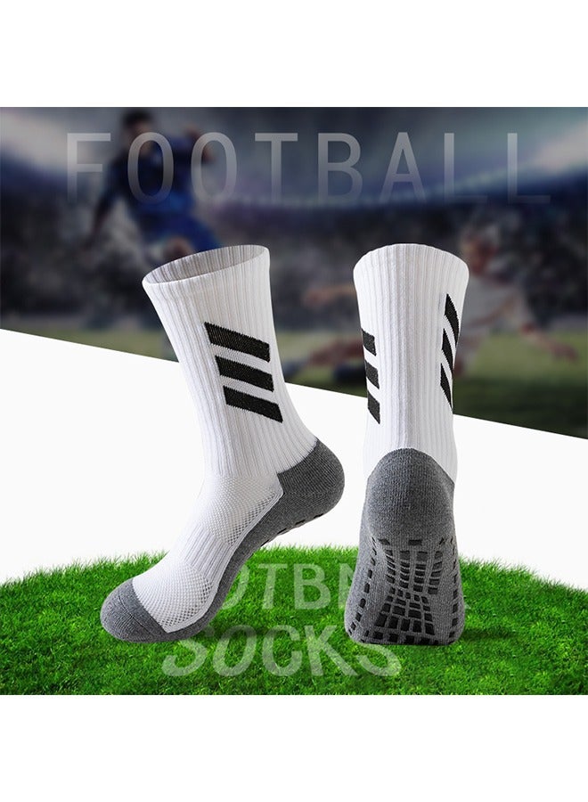 Football Socks for Men, Anti Slip Soccer Socks with Rubber Dots, Sport Soccer Socks Breathable and Anti Friction, White - Image 1