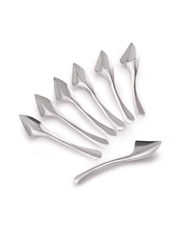 FINALITY FINALITY Stainless Steel Flower Shape Serving Desert Bowl ice Cream Bowl Sabji Bowl Dal Bowl with Cut Spoon Color Silver Size 10 cm Set of 12 Pcs  - Image 5