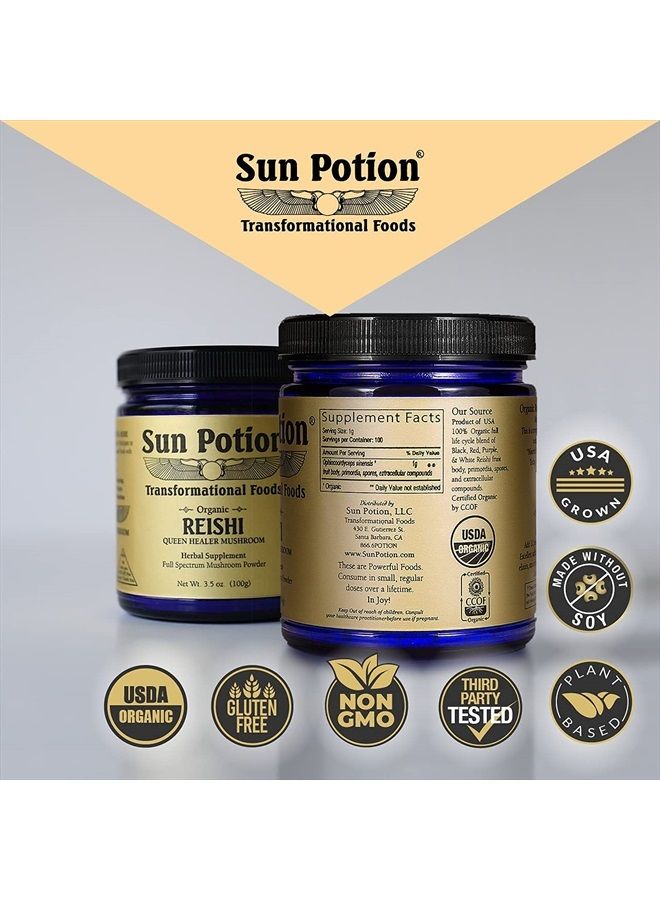 Sun Potion Reishi Mushroom Powder (Organic) - (100g) - Image 5