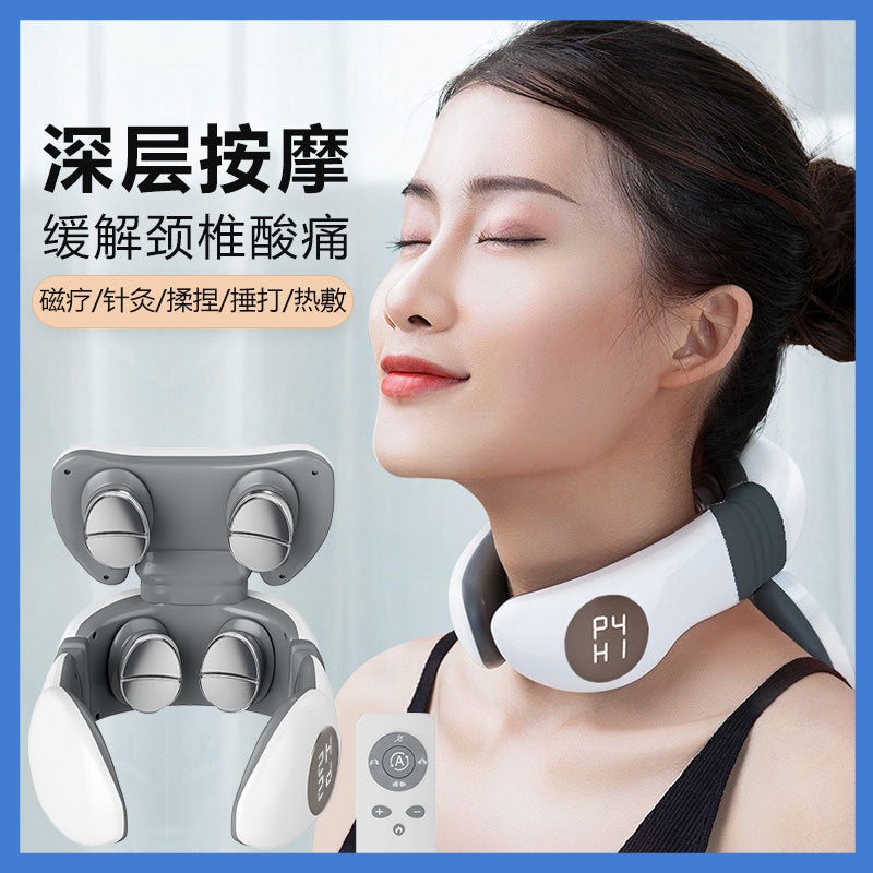 Cervical Massager Shoulder And Neck Protection Instrument Massager Electric Pulse Four-Head Wireless Remote Control Charging Cervical Spine Instrument - Image 3