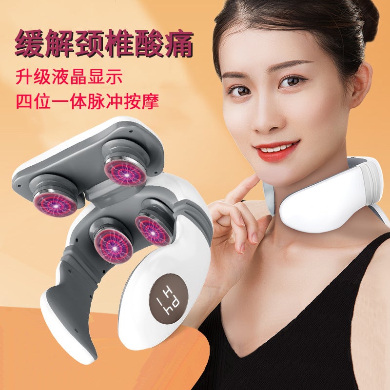 Cervical Massager Shoulder And Neck Protection Instrument Massager Electric Pulse Four-Head Wireless Remote Control Charging Cervical Spine Instrument - Image 2