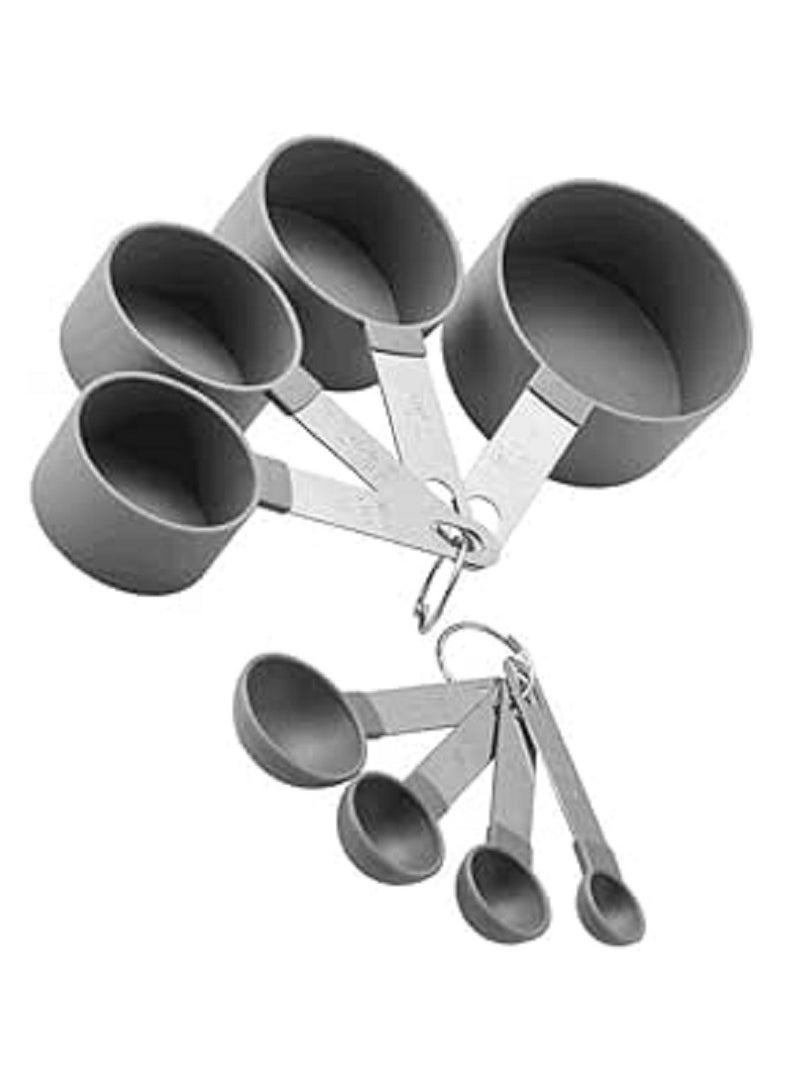 8-Piece Plastic Measuring Set with Stainless Steel Handle - Essential Measurements for Every Kitchen - 8 Different Sizes - Image 2