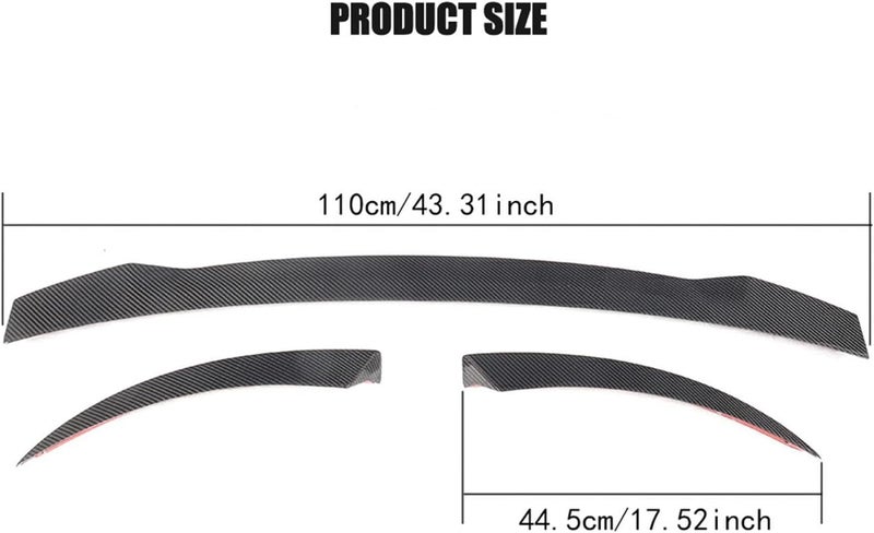 DEMULAX 3PCS Carbon Fiber Rear Spoiler for TT MK3 - Image 2