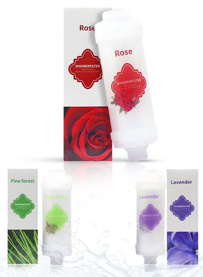 ABJ 3-Pack Vitamin C Shower Filters with Aromatherapy (Lavender + Pine Forest + Rose) – Advanced Hard Water Softener & Shower Head Filter for Skin and Hair, Removes Chlorine & Impurities - Image 1