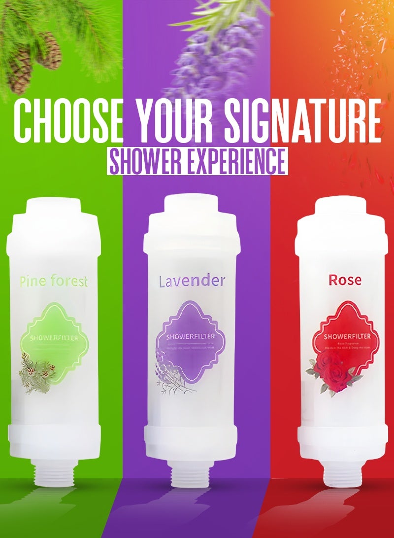 ABJ 3-Pack Vitamin C Shower Filters with Aromatherapy (Lavender + Pine Forest + Rose) – Advanced Hard Water Softener & Shower Head Filter for Skin and Hair, Removes Chlorine & Impurities - Image 2