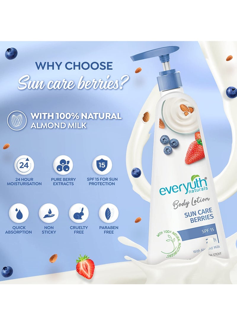 Everyuth - Everyuth Naturals Body Lotion For All Skin Types SPF 15 Sun Care Berries 500Ml - Image 1