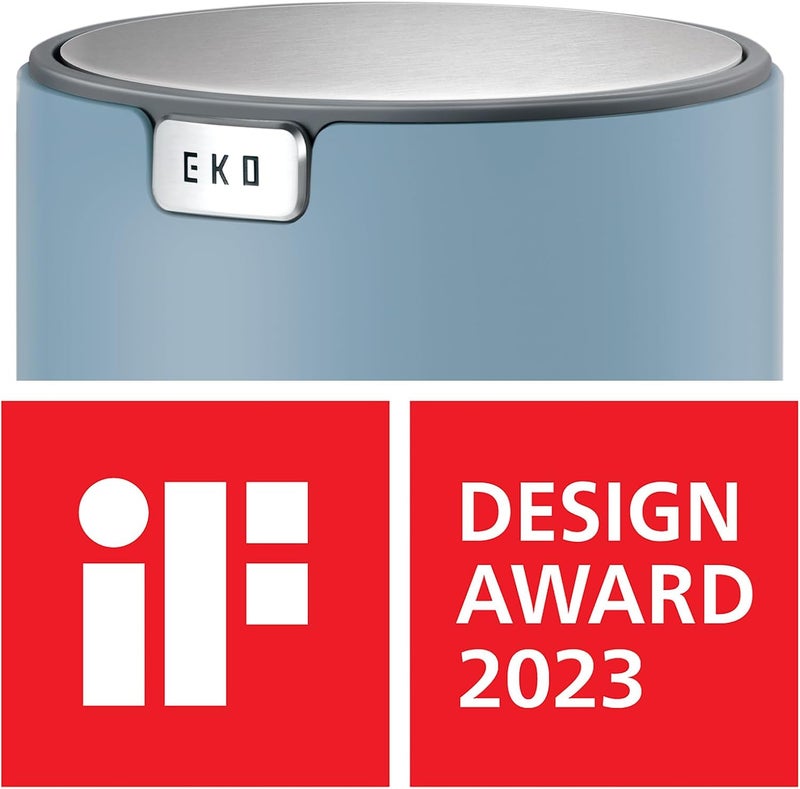 EKO Fandy Table Bin, 1.5L Mini Desk Rubbish Bin with Swing-Top Lid - Blue - Image 2