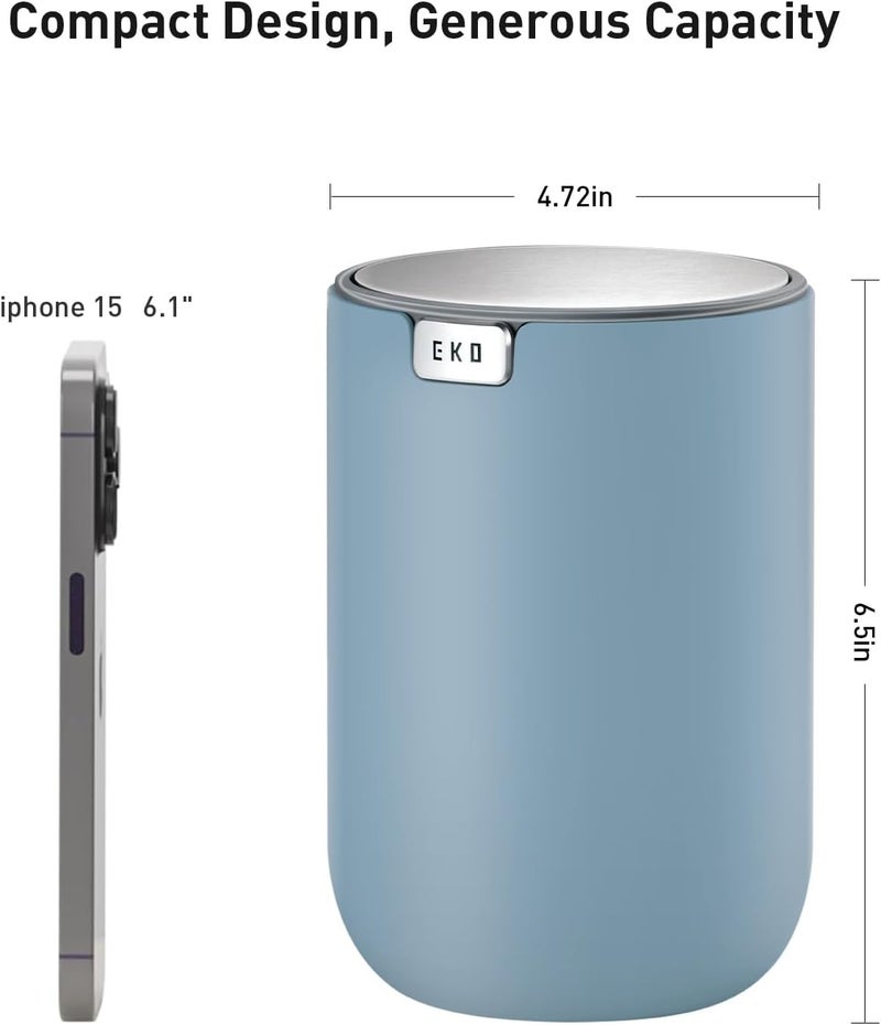 EKO Fandy Table Bin, 1.5L Mini Desk Rubbish Bin with Swing-Top Lid - Blue - Image 3
