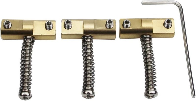 guyker Brass Compensated Bridge Saddles Set of 3-10.8mm Barrel In-Tune Bridge Saddle with Wrench Compatible with Vintage-style TL Electric Guitar Replacement Part - Image 1