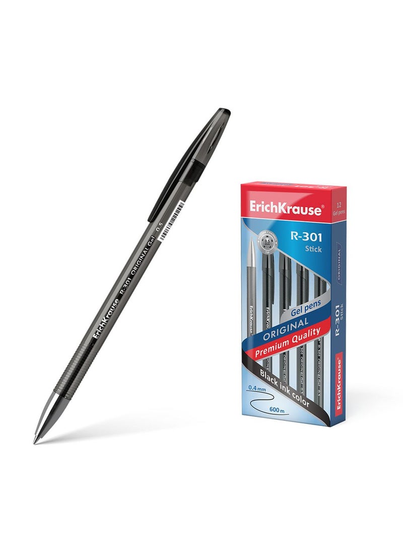 ErichKrause Gel ink pen R-301 Gel Stick Original 0.5, ink color: black (box 12 pcs.) - Image 1
