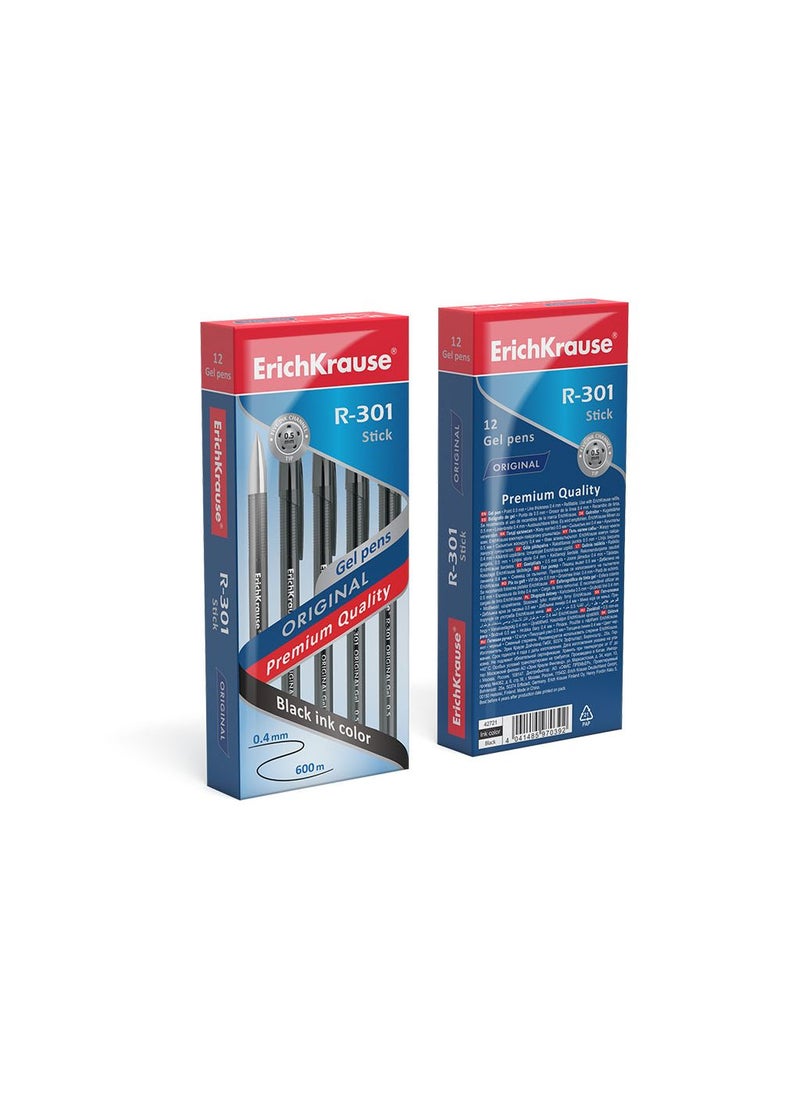 ErichKrause Gel ink pen R-301 Gel Stick Original 0.5, ink color: black (box 12 pcs.) - Image 3