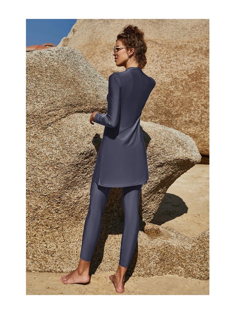 NADANBAO Muslim Swimsuits for Women Modest Islamic Swimwear Burkini Full Cover Rash Guard Top Pants Set Two Piece Bathing Suits, - Image 3