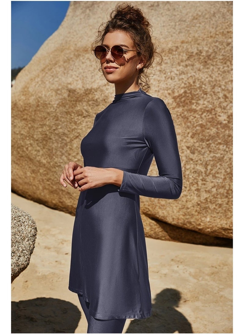 NADANBAO Muslim Swimsuits for Women Modest Islamic Swimwear Burkini Full Cover Rash Guard Top Pants Set Two Piece Bathing Suits, - Image 4