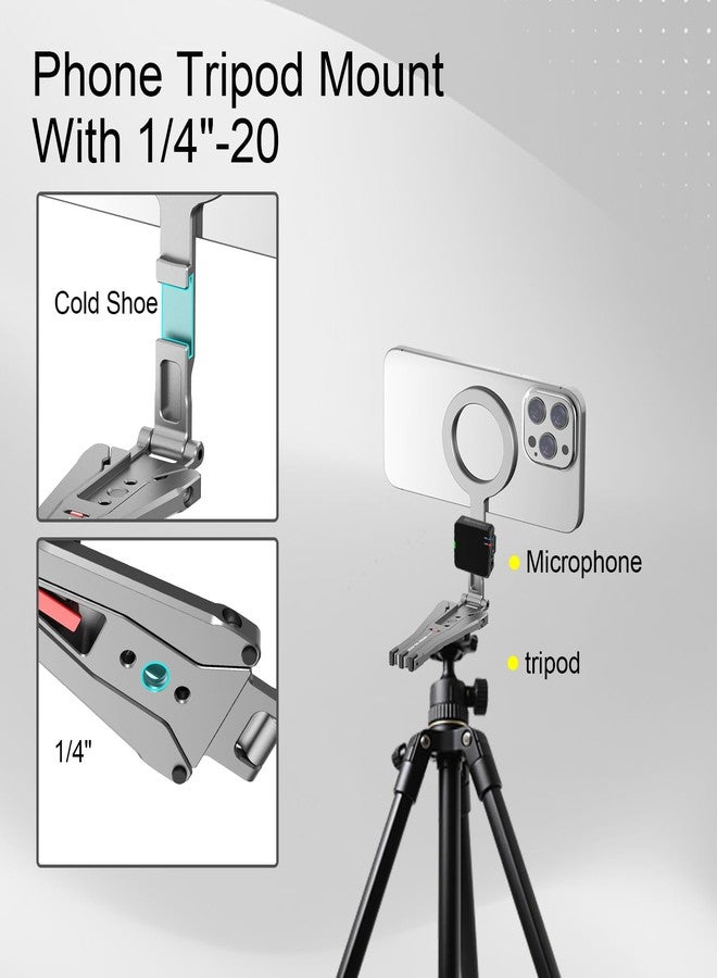 HAFOKO Magnetic Pocket Phone Tripod Aluminium Mini Desktop Foldable Magnetic Handheld Compatible for iPhone 17/16/15/14/13/12 Plus Pro Max,1/4" Tripod Phone Clamp Lightweight Travel - Image 5