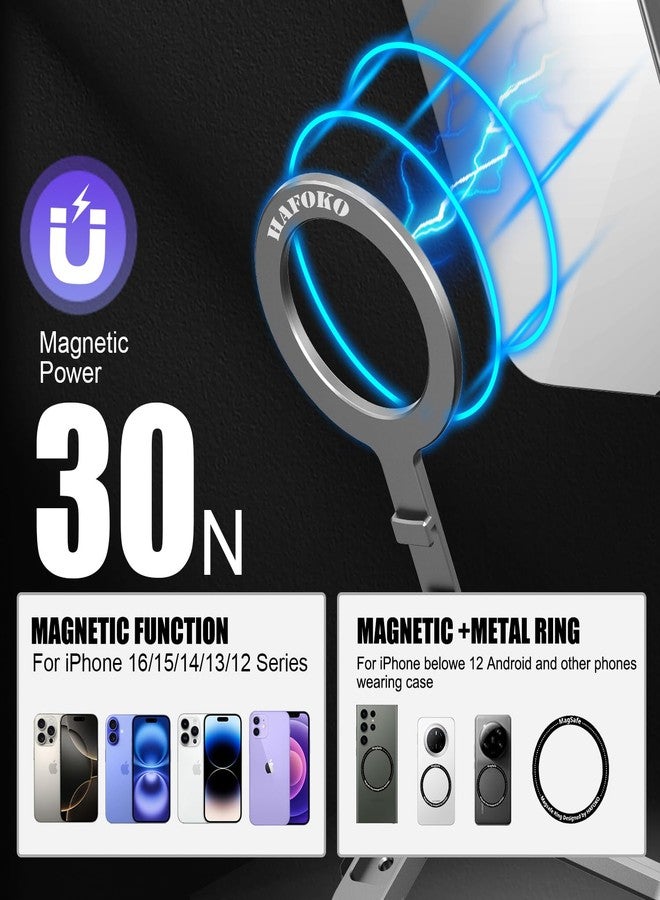 HAFOKO Magnetic Pocket Phone Tripod Aluminium Mini Desktop Foldable Magnetic Handheld Compatible for iPhone 17/16/15/14/13/12 Plus Pro Max,1/4" Tripod Phone Clamp Lightweight Travel - Image 2