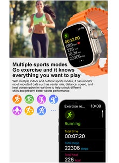 Ultra Max Smart Watch OS10 ULTRA Ultra Max 10 in 1 Deluxe Edition Earbuds included Waterproof IP67 With Health Fitness Tracker Sport Watch 7 addition Replacement Band 49mm HD touch screen - Multicolour  - Arabic supported  - Image 2