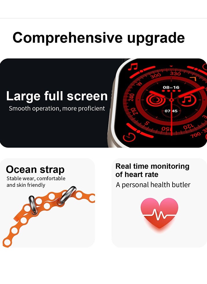 Ultra Max Smart Watch OS10 ULTRA Ultra Max 10 in 1 Deluxe Edition Earbuds included Waterproof IP67 With Health Fitness Tracker Sport Watch 7 addition Replacement Band 49mm HD touch screen - Multicolour  - Arabic supported  - Image 3